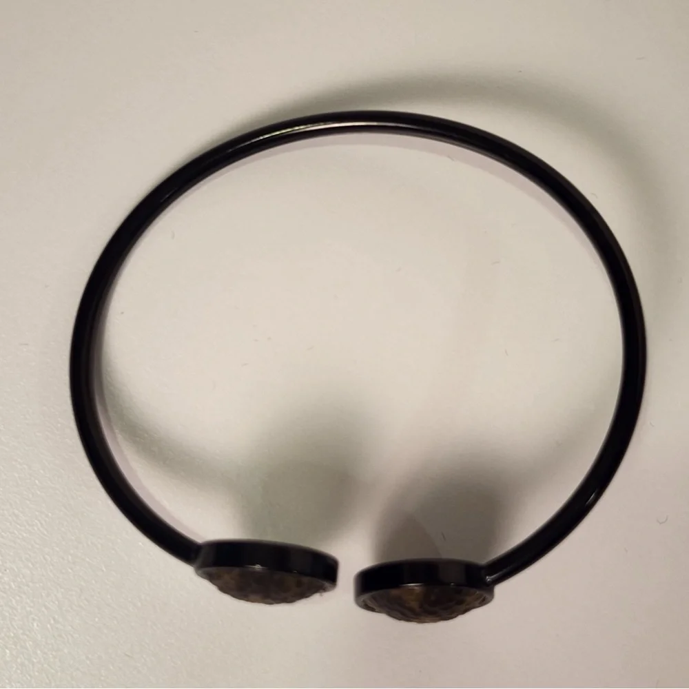 Louis Vuitton Brown Monogram Canvas Black Wrap Cuff Bracelet Clover Flower